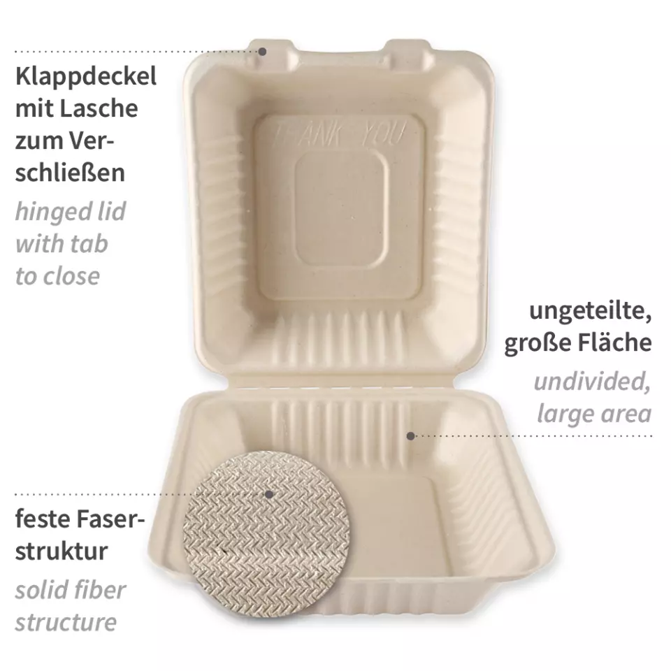 NATUREStar 412225, Organic Bagasse Menu Boxes with Hinged Lid, image 4, gallery thumbnail