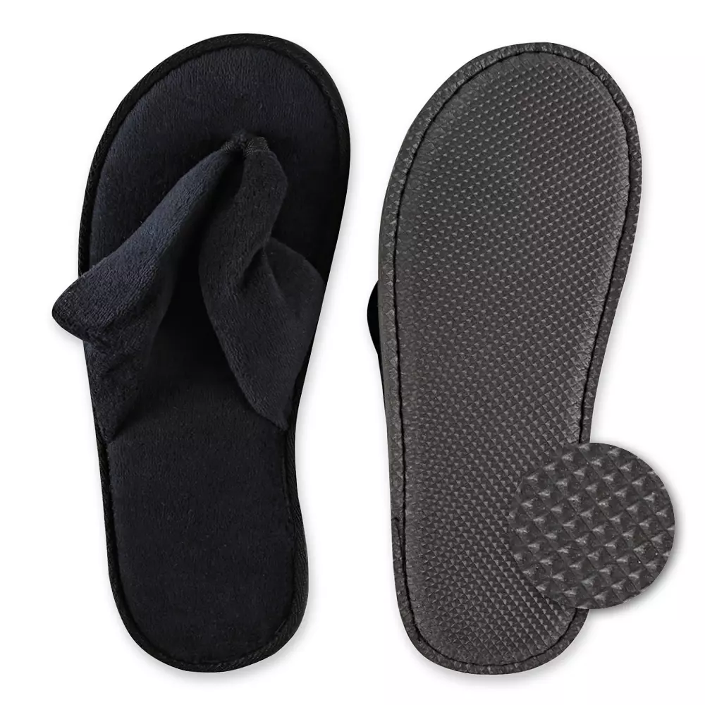 Hygostar 55581, Deluxe Velour Slippers, Black, image 1