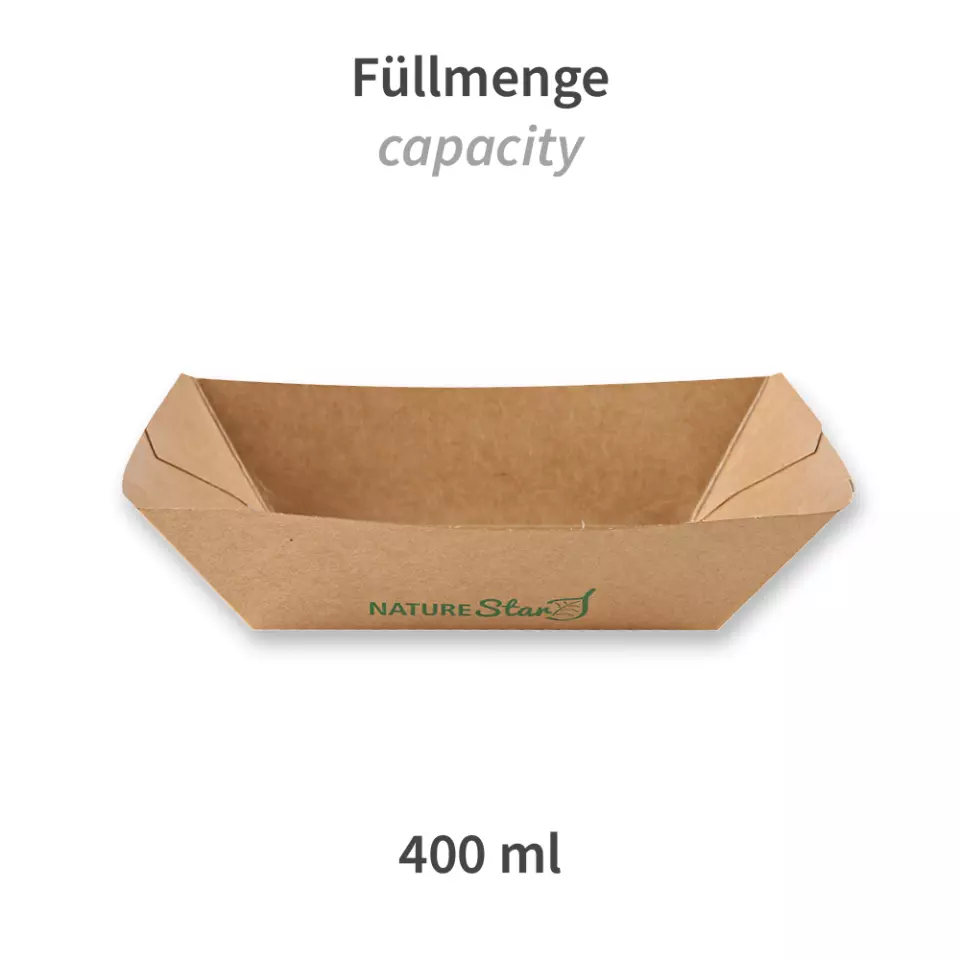 NATUREStar 417540, Tasty Organic Kraft Paper/PE Food Trays, FSC®-Mix, 400 ml, 154 x 107 x 41 mm, image 2, gallery thumbnail