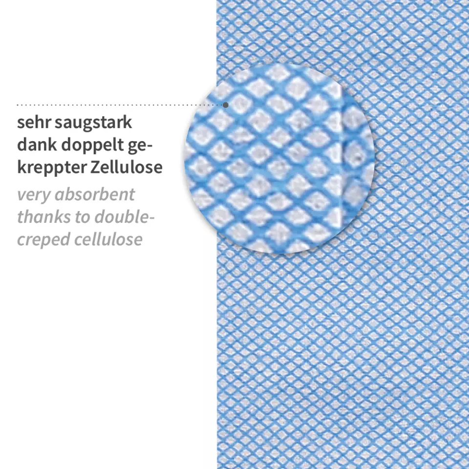 HygoClean 317516, Pleated Cellulose Cleaning Cloths, Blue, image 3, gallery thumbnail