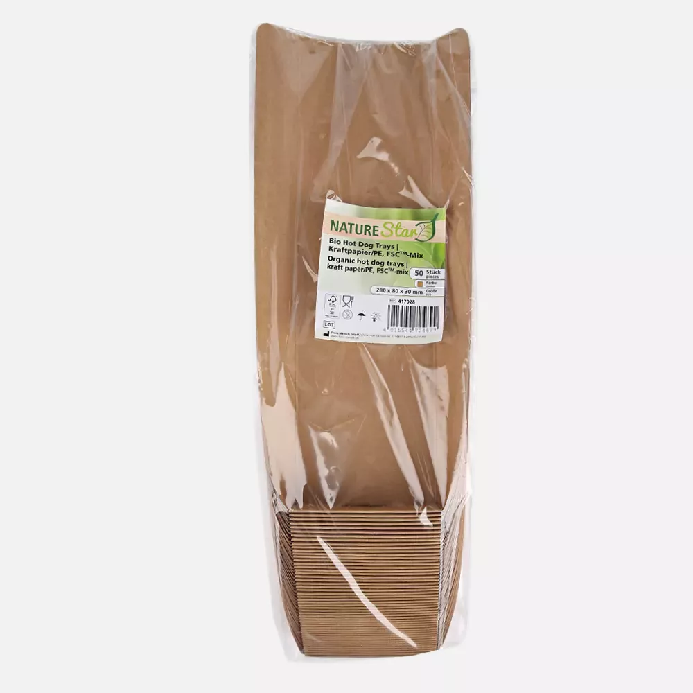 NATUREStar 417028, Organic Kraft Paper/PE Hot Dog Trays, 280 x 80 x 30 mm, FSC®-Mix, image 5