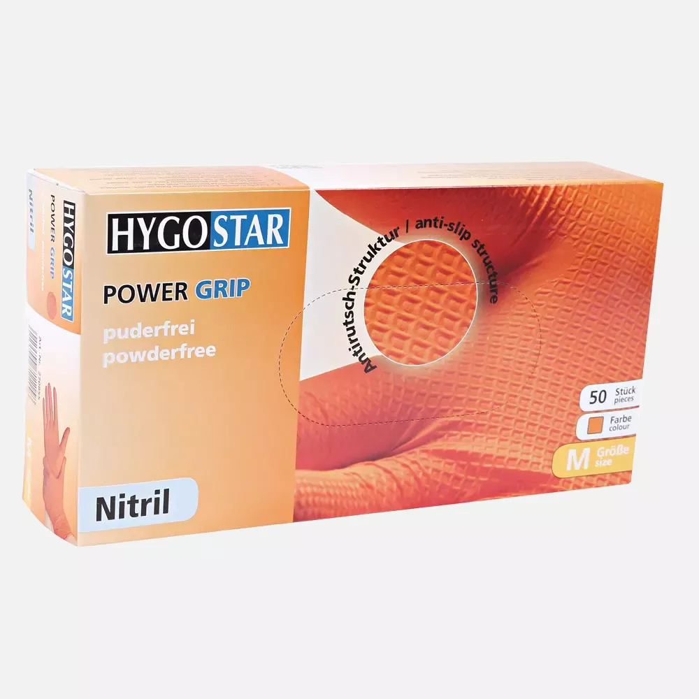 HygoStar 270825, Power Grip Puderfreie Nitrilhandschuhe, Größe 11/XXL, Orange, image 5