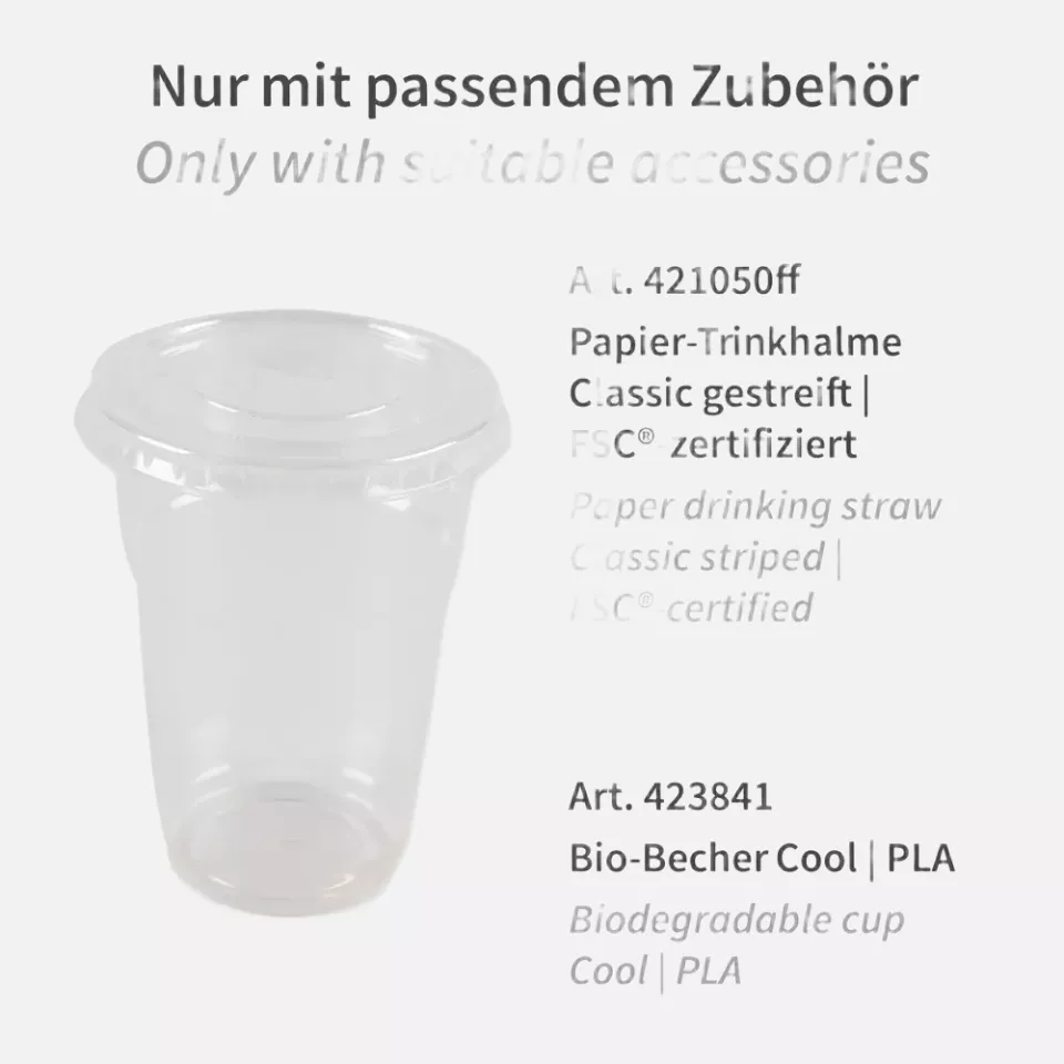 Franz Mensch 423867, PLA Flat Lids, ø 85 mm, for Cold Beverages Cups with Straw Slot, image 2, gallery thumbnail