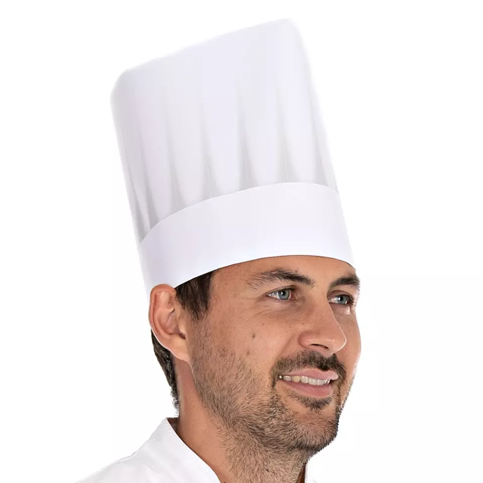 HygoNorm 09649, Europa Embossed, Exposed Paper Chef's Hat, 21 cm, White, image 2, gallery thumbnail