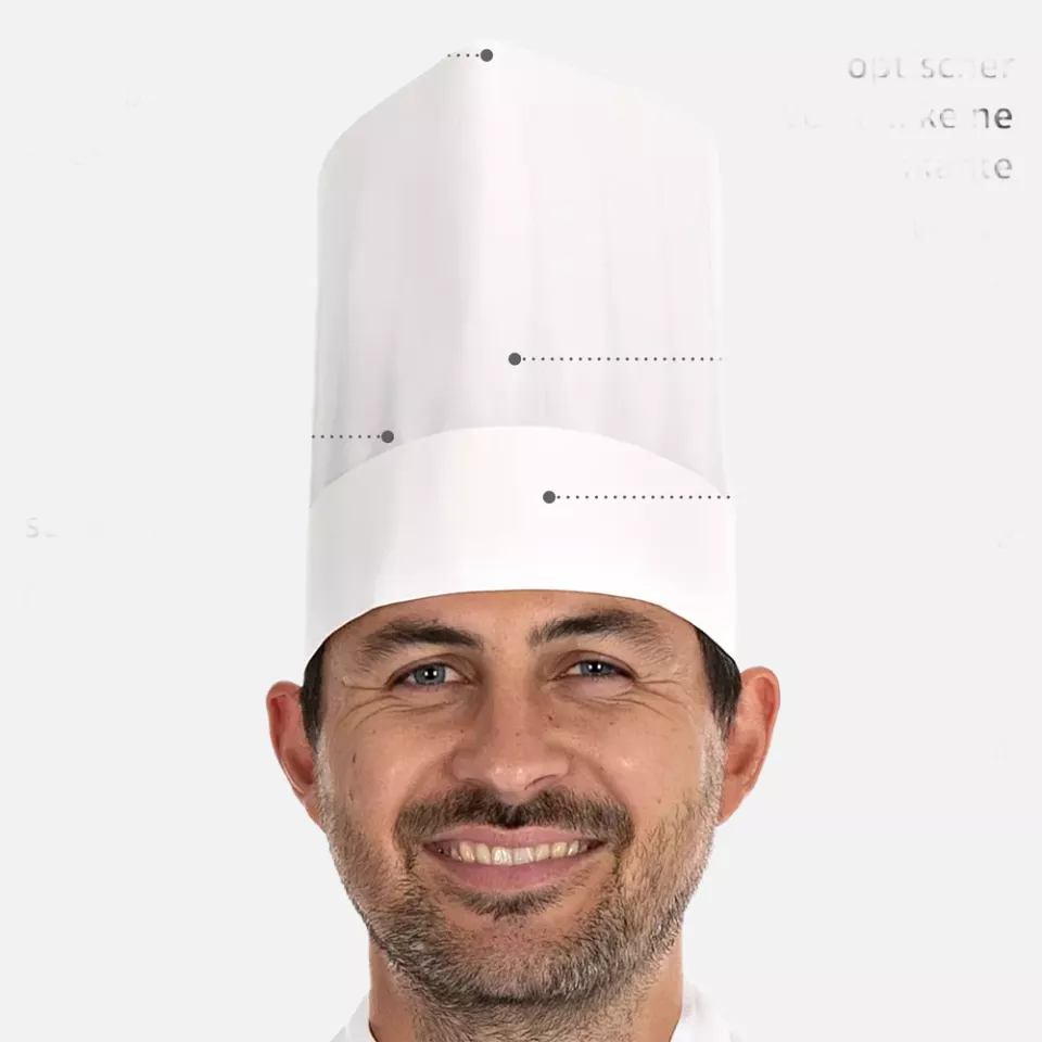 HygoStar 0964, Europa Original Chef's Hat, 22 cm, White, Absorbent Paper, Exposed, image 4, gallery thumbnail