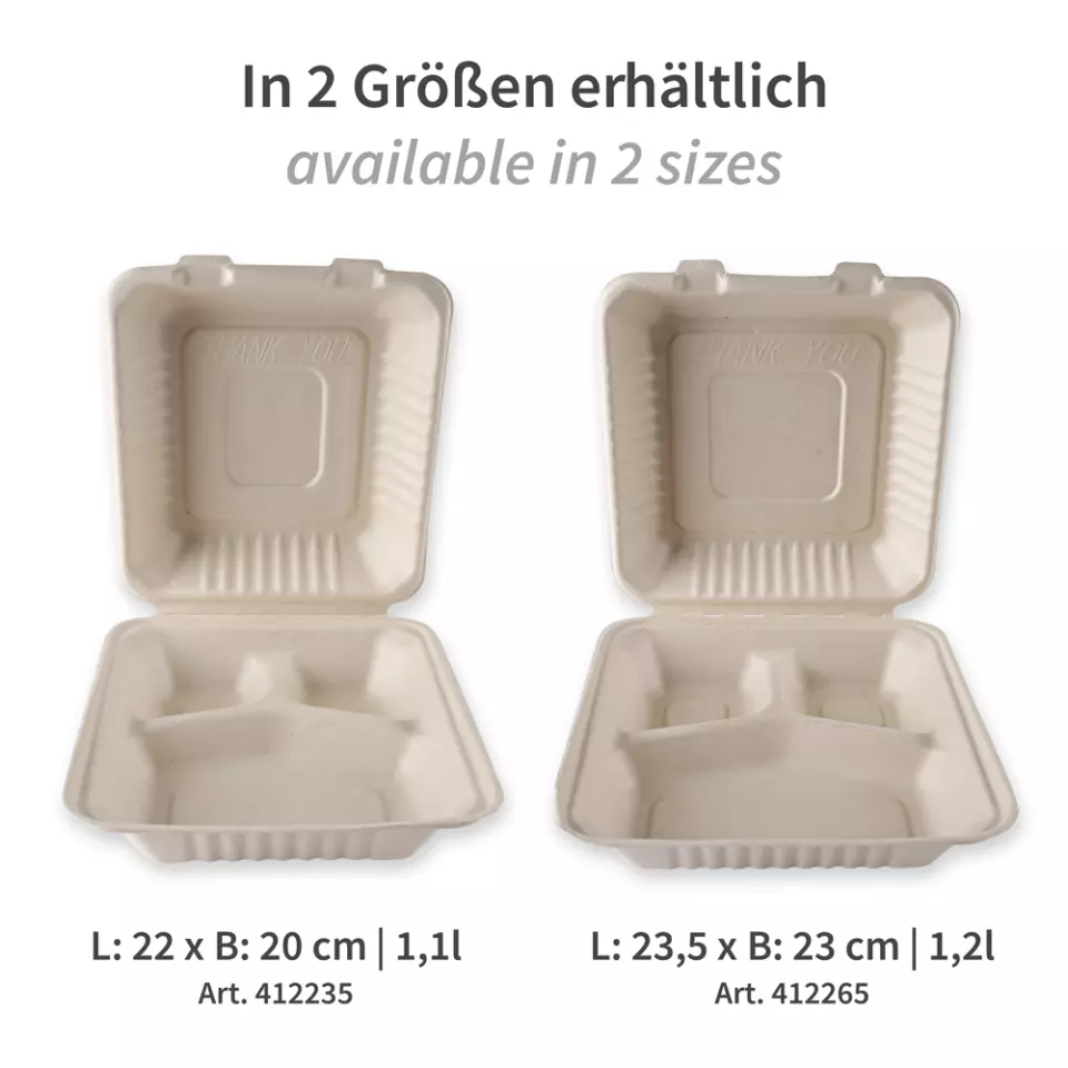 NATUREStar 412235, Organic Bagasse Menu Boxes, Hinged Lid, image 5, gallery thumbnail