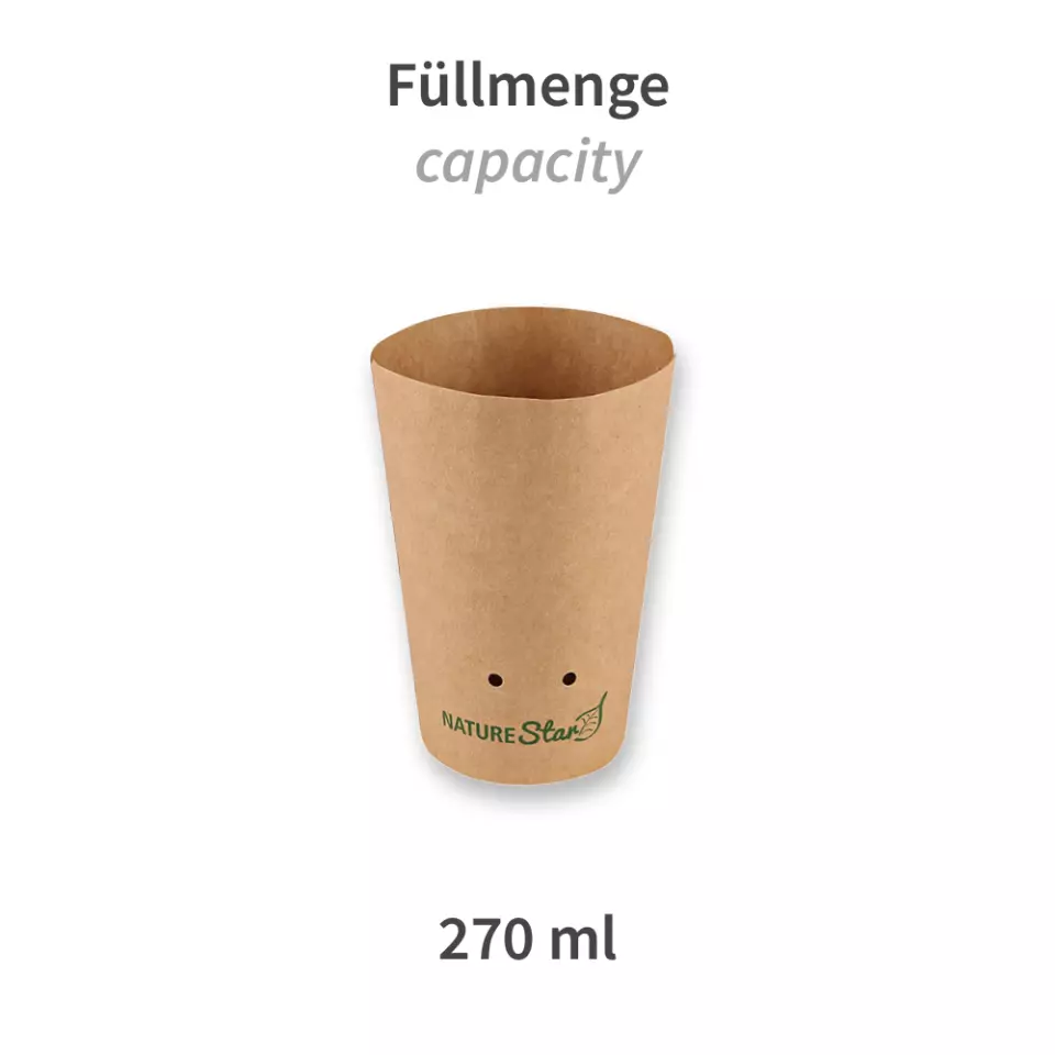 NATUREStar 417927, Organic Kraft Paper/PE Snack Boxes, Ø 60 mm x 117 mm, 270 ml, FSC®-Mix, image 1, gallery thumbnail