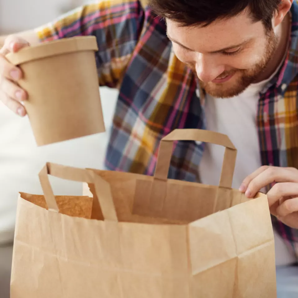 NATUREStar 35566, Organic Kraft Paper Carrier Bags, 320 + 170 x 250 mm, Brown, image 2, gallery thumbnail