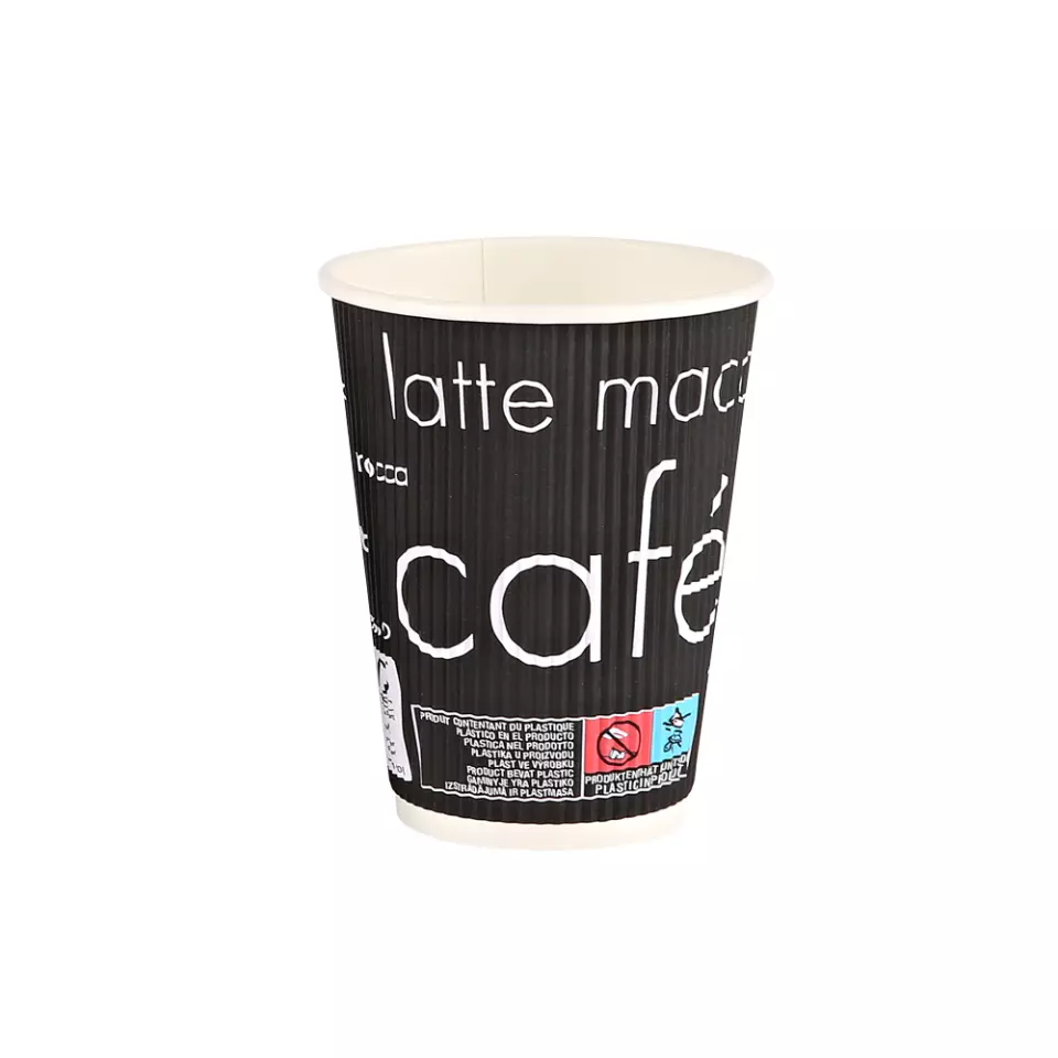 HygoStar 4029123, Riffel-Kaffeebecher aus Pappe/PE, 300 ml / 12 oz, ø 90 mm, FSC®-Mix