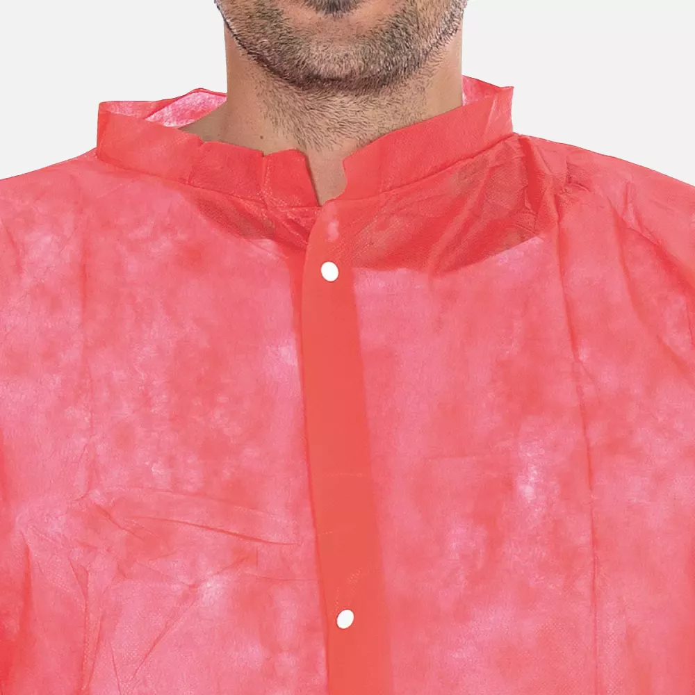 HygoNorm 27425, Leichter PP-Besucherkittel mit Druckknöpfen, XXXL, Rot, image 6