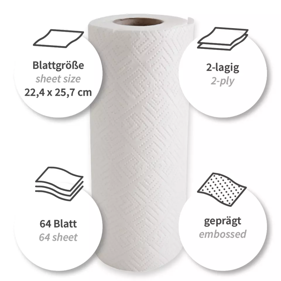 HygoClean 30454, 2-Ply Cellulose Kitchen Rolls, image 2, gallery thumbnail