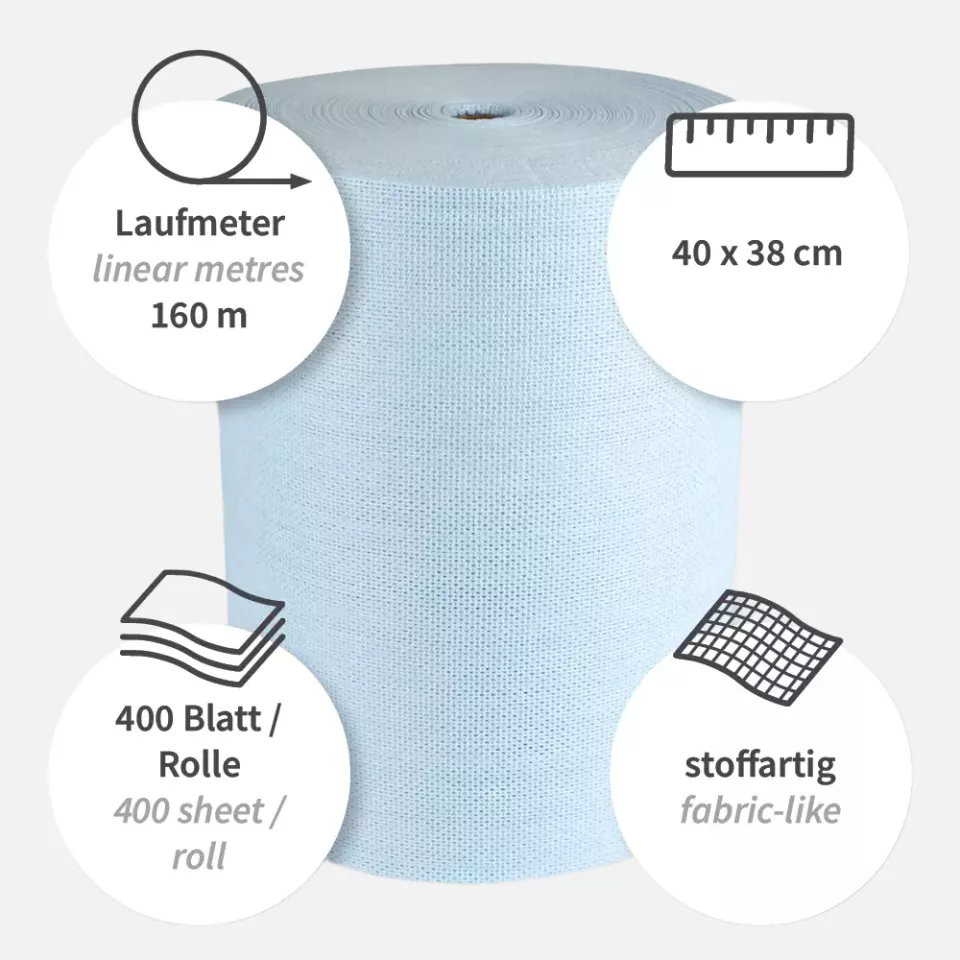 HygoClean 31706, Hygotex Eco Cleaning Cloths, Viscose/Polyester, Roll, Blue, image 4, gallery thumbnail