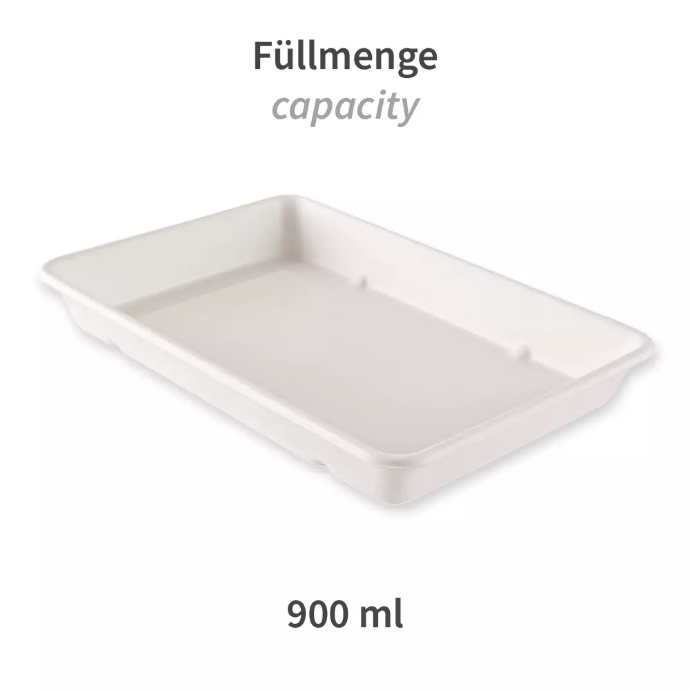 NATUREStar 411440, Classico Organic Rectangular Bagasse Trays, 230 x 156 x 31 mm, 900 ml, image 2