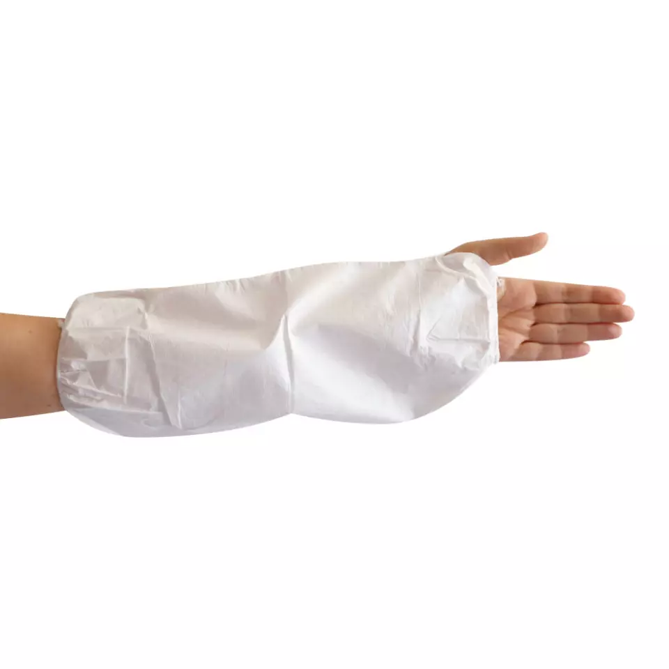 HygoStar 28320, Microporous Oversleeves with Thumb Hole, White, image 1, gallery thumbnail