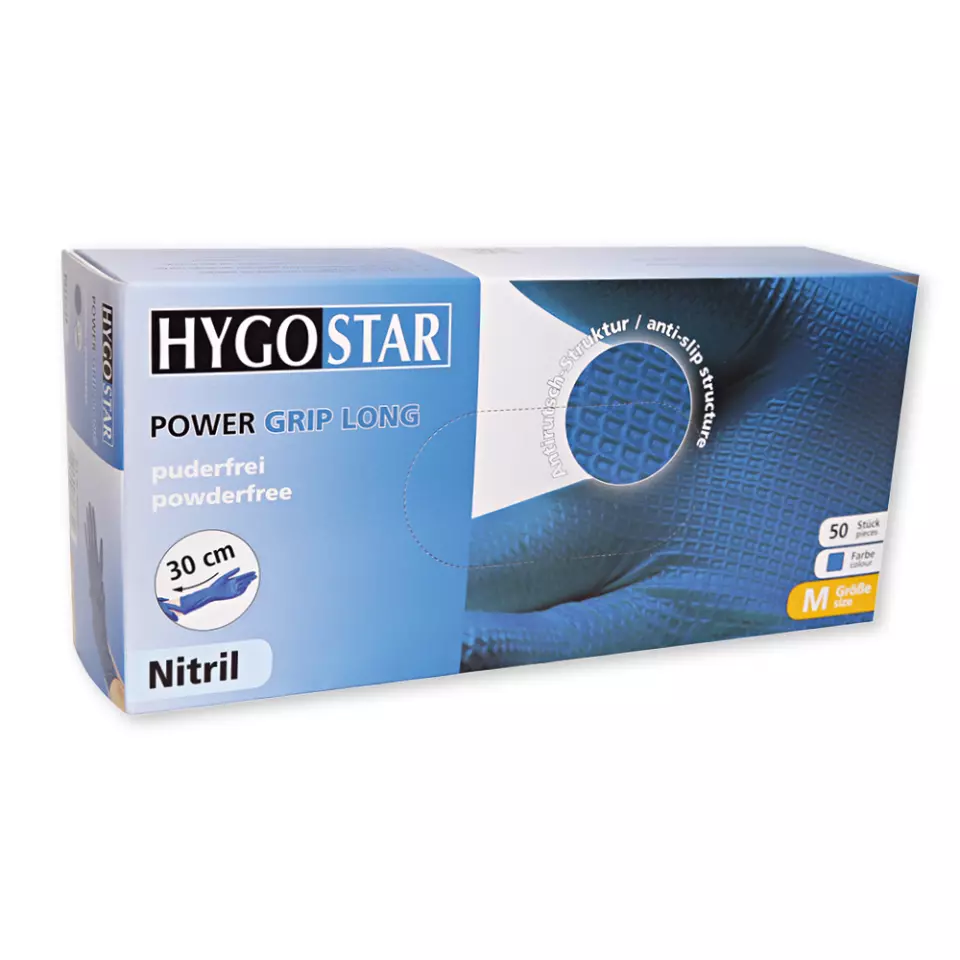 Franz Mensch 270986, Power Grip Long Powder-Free Nitrile Gloves, 12/XXXL, Blue, image 2, gallery thumbnail