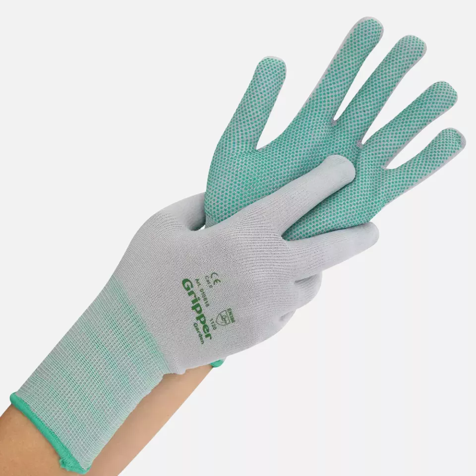 Franz Mensch 332735, Gripper Nylon Fine Knit Gloves, 10/XL, Grey, image 1, gallery thumbnail