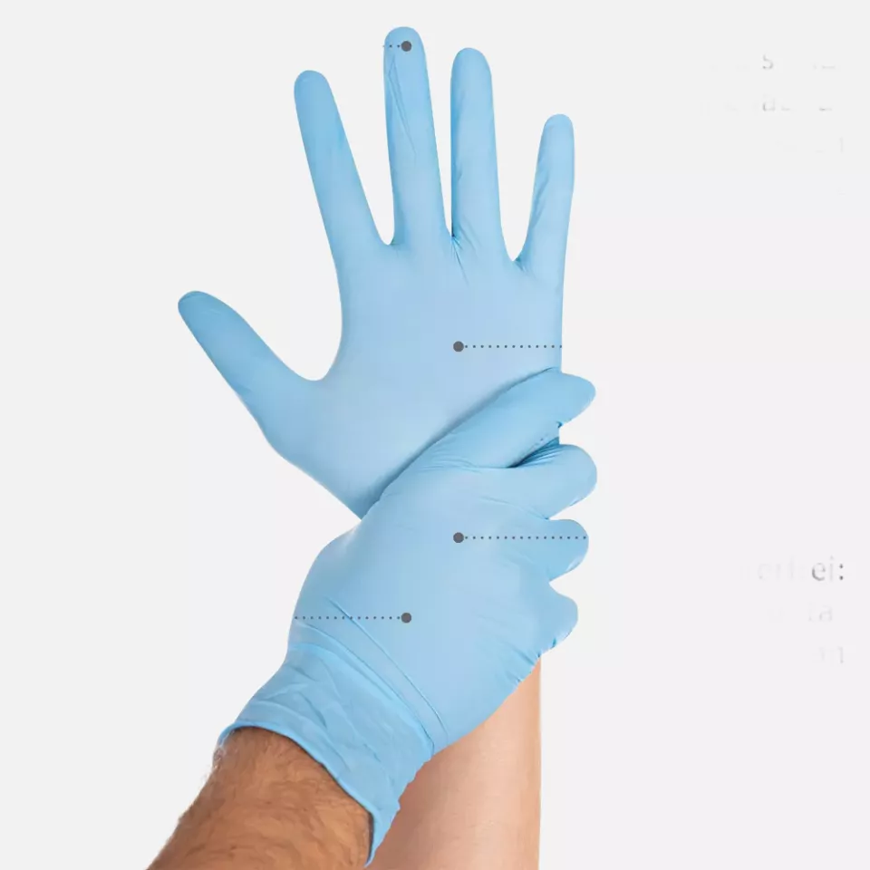 HygoStar 2702, Safe Light Nitrile Gloves, 11/XXL, Blue, Powder-Free, image 2, gallery thumbnail