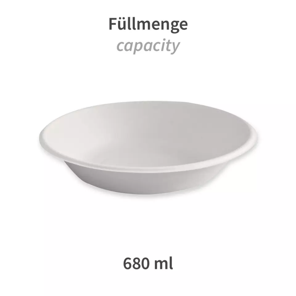 NATUREStar 41168, Bio Flache Runde Bagasse-Schalen, 680 ml, Ø 190 mm, image 2, gallery thumbnail