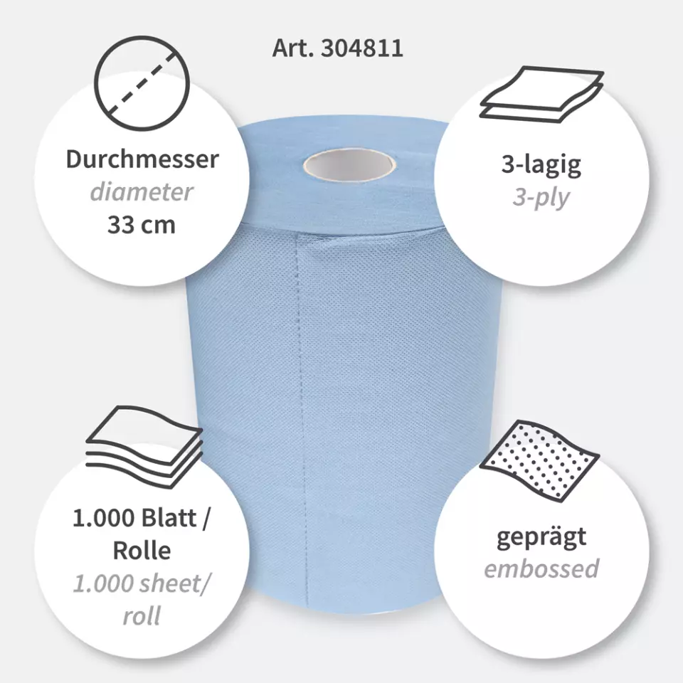 HygoClean 304811, Recycled Paper Cleaning Papers, 3-Ply, Blue, image 3, gallery thumbnail