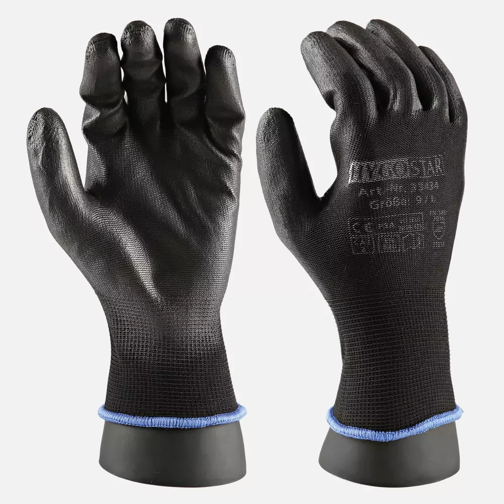 HygoStar 33433, Ace Touch PU Coated Fine Knit Gloves, Black, image 7