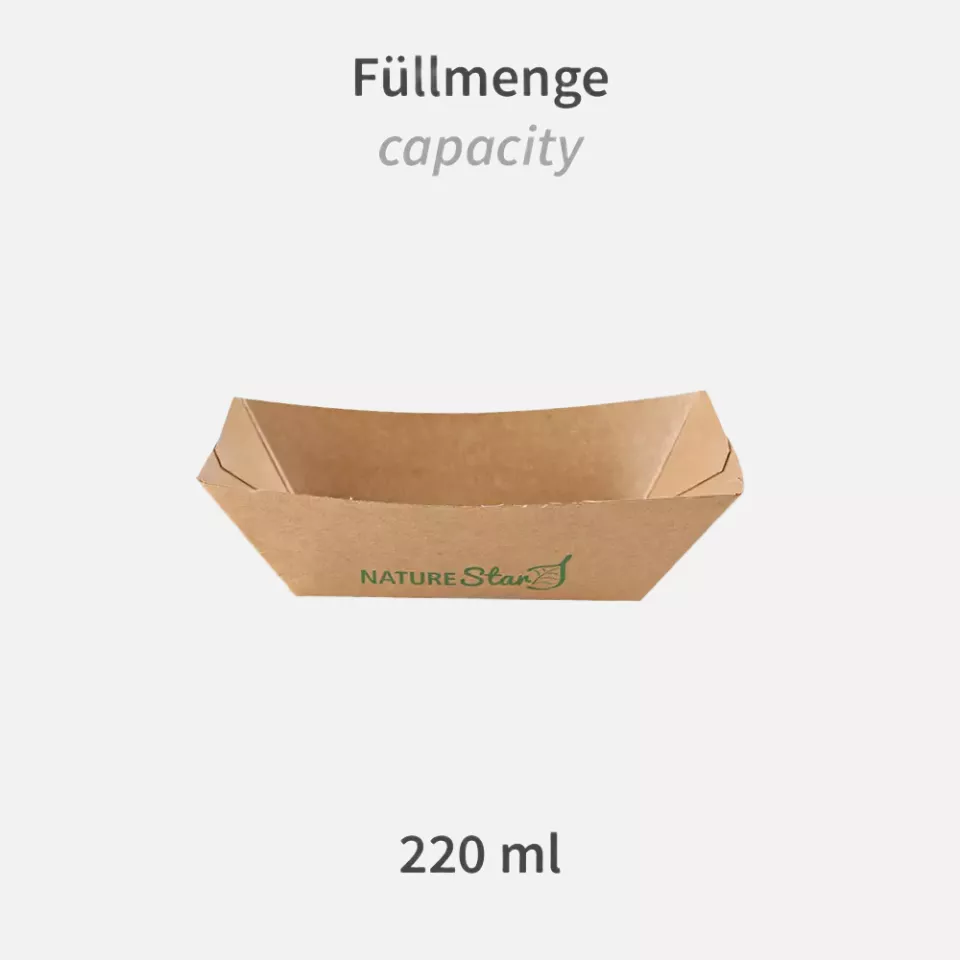 NATUREStar 416522, Tasty Organic Kraft Paper/PLA Food Trays, 220 ml, 125 x 88 x 38 mm, image 3, gallery thumbnail