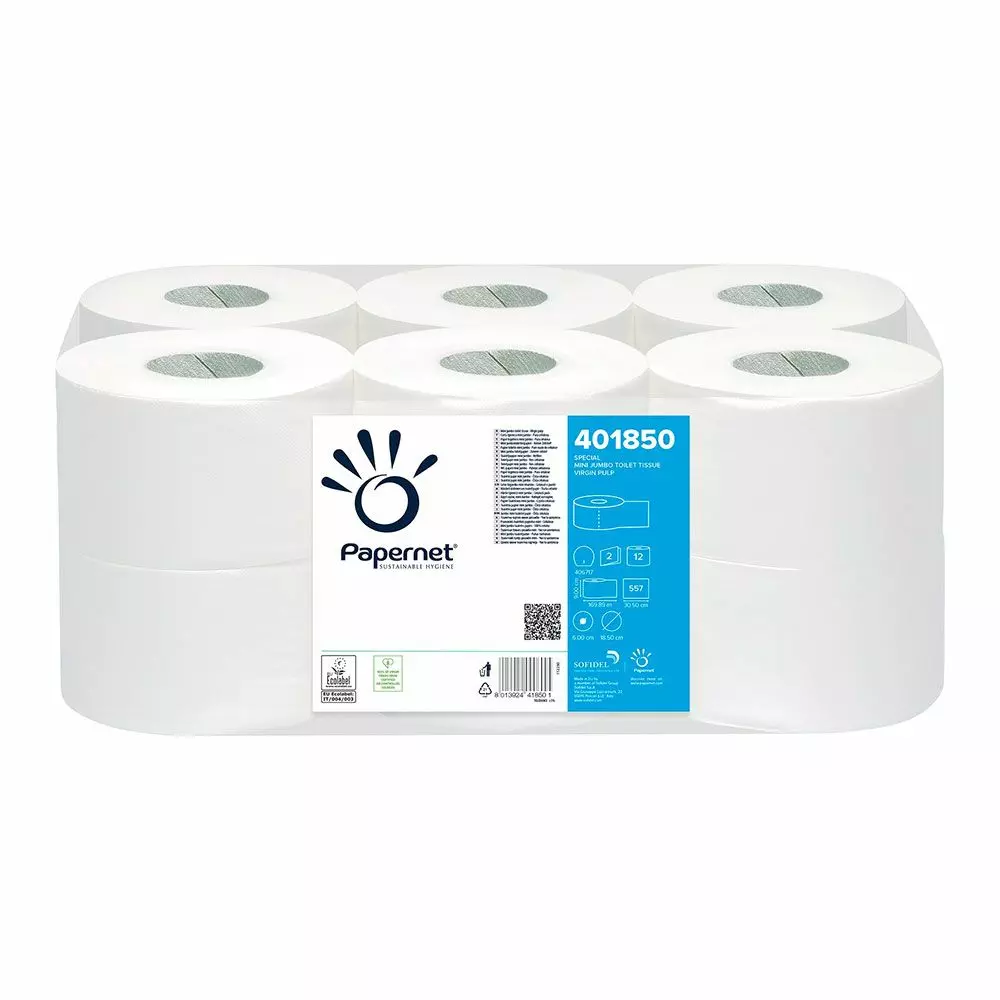 Papernet TP401850, Jumbo Mini Toilet Tissue, 2-ply, Cellulose, image 1