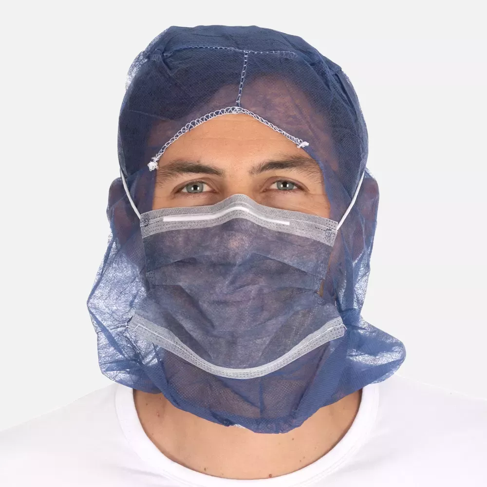 HygoNorm 132016, Astro Eco PP Caps with 2-ply Face Mask, Dark Blue, image 2