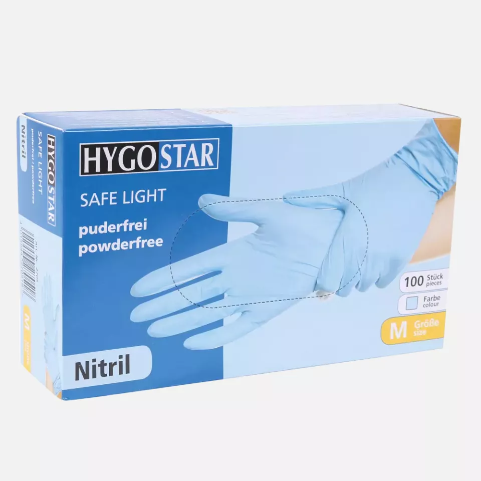 HygoStar 2702, Safe Light Nitrile Gloves, 11/XXL, Blue, Powder-Free, image 3, gallery thumbnail