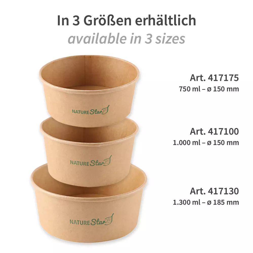 NATUREStar 417100, Caesar Organic Kraft Paper/PE Salad Bowls, 1000 ml, Ø 150 mm, FSC®-mix, image 8