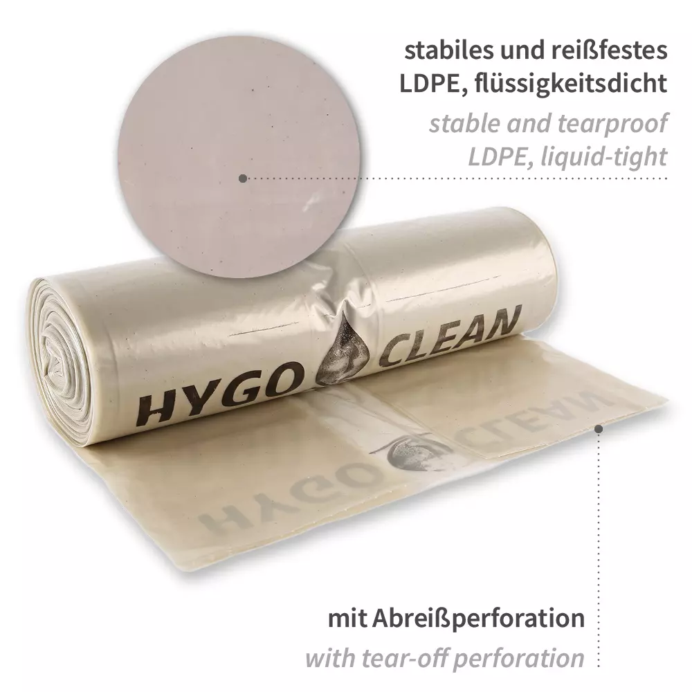 HygoClean 32462, LDPE Waste Bags, 160 l, Transparent, Roll, image 2