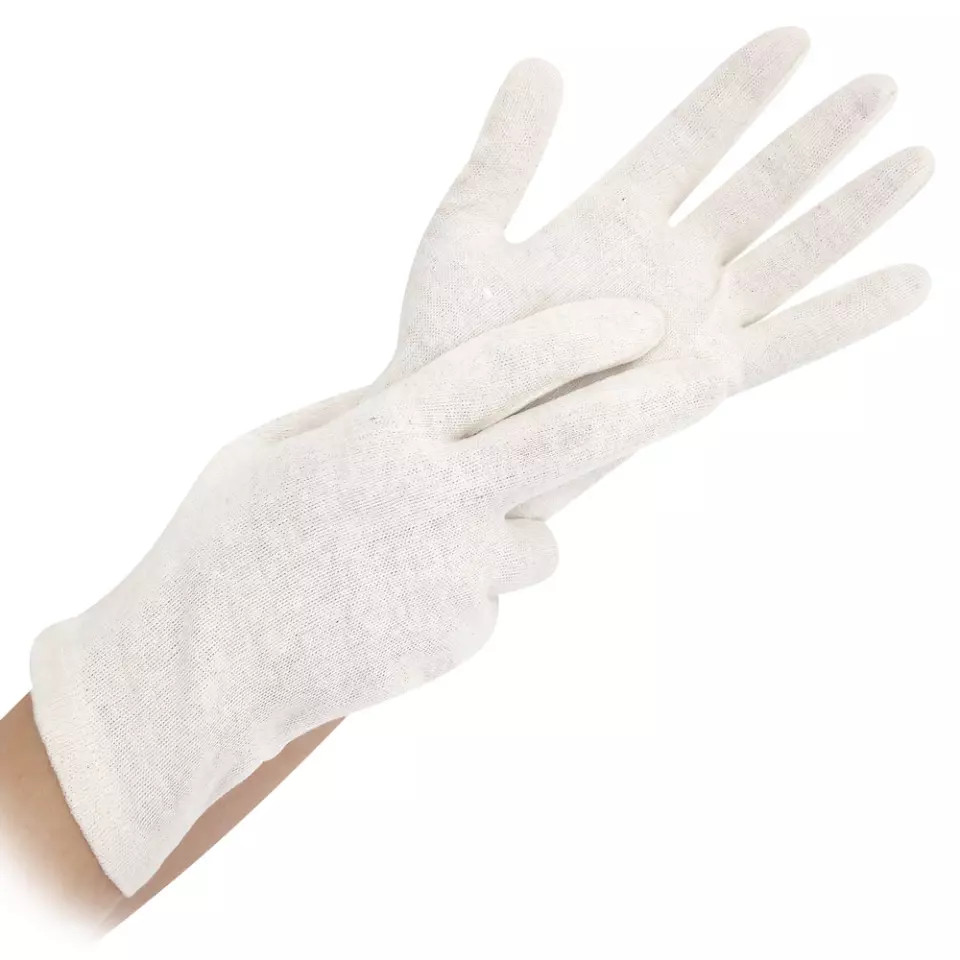 HygoStar 27211, Nature Solid Cotton Gloves, Size 10/XL, Natural, image 1, gallery thumbnail