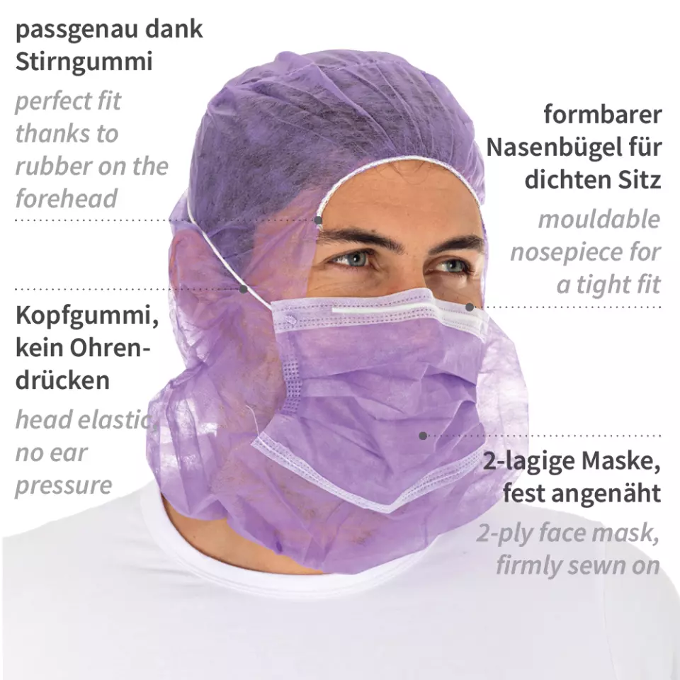 HygoStar 13203, PP Astro Caps with 2-Ply Face Mask, Purple, image 4, gallery thumbnail