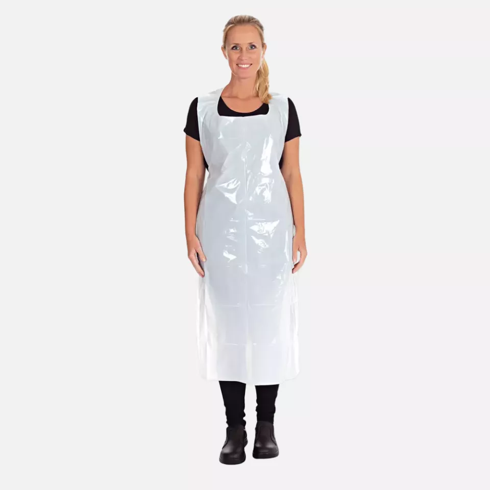 HygoStar 23360, LDPE Disposable Aprons, 125 x 75 cm, White, Dispenser Box, Approx. 16 my, image 1, gallery thumbnail