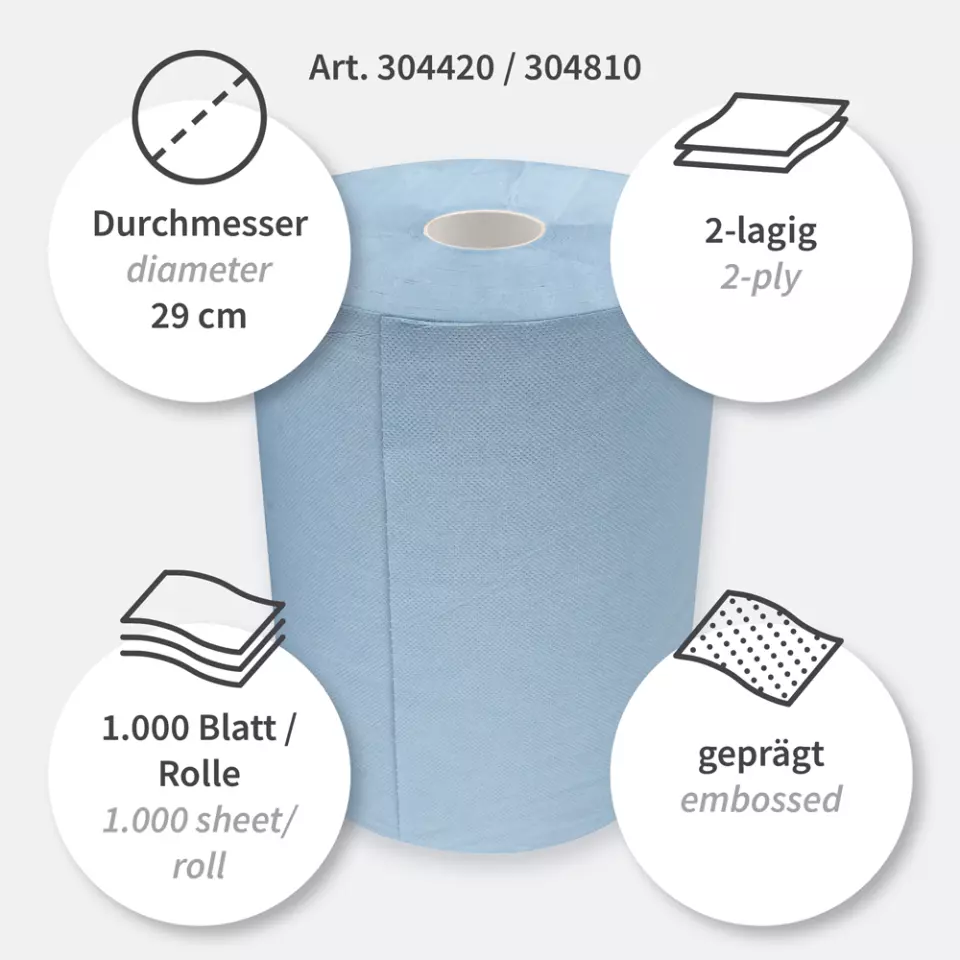 HygoClean 304810, 2-lagiges Reinigungspapier, Blau, Recyclingpapier, image 3, gallery thumbnail