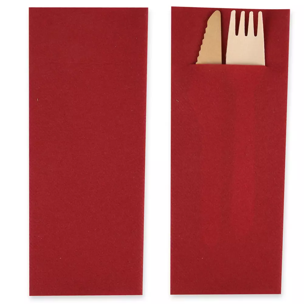 Franz Mensch 30634, Airlaid FSC®-mix Cutlery Napkins, 1/8 Fold, 40 x 33 cm, 1-ply, Bordeaux