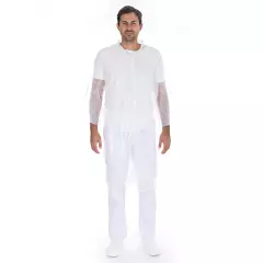 HygoNorm 27329, PE Light Visitor Gowns, Push Buttons, White