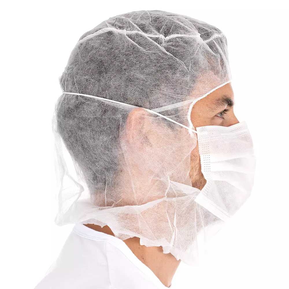HygoNorm 132019, Astro Eco Caps with 2-Ply Face Mask, PP, White, image 4