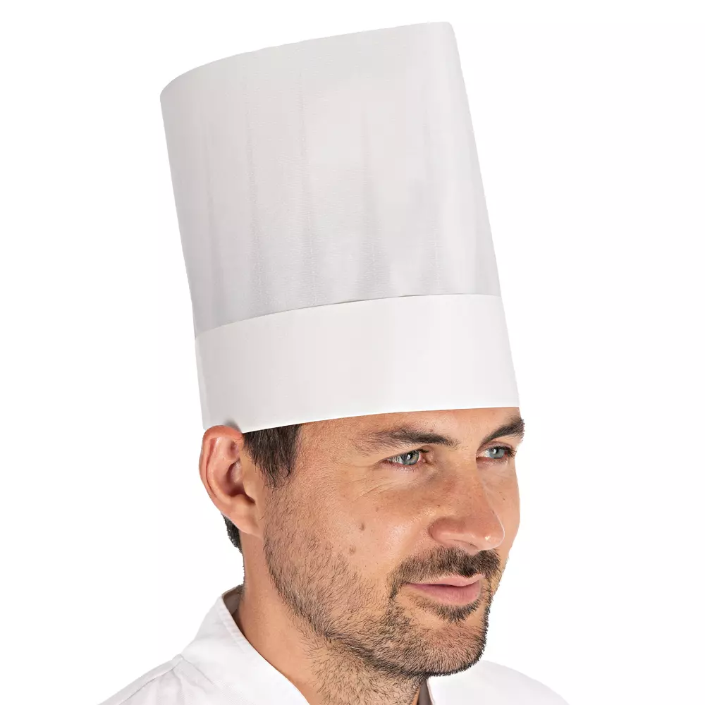 HygoStar 0964, Europa Original Chef's Hat, 22 cm, White, Absorbent Paper, Exposed
