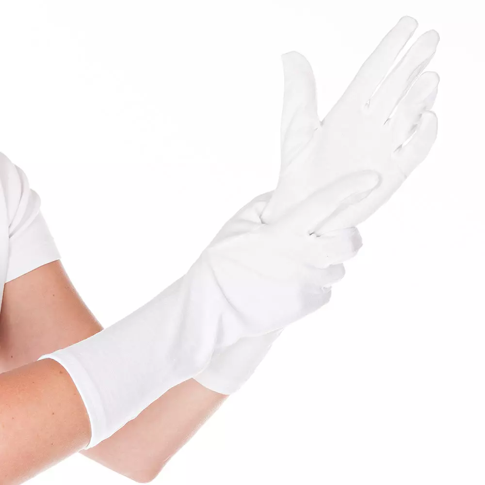 HygoStar 2720, Blanc Extra Long Cotton Gloves, 9/L, White, image 1