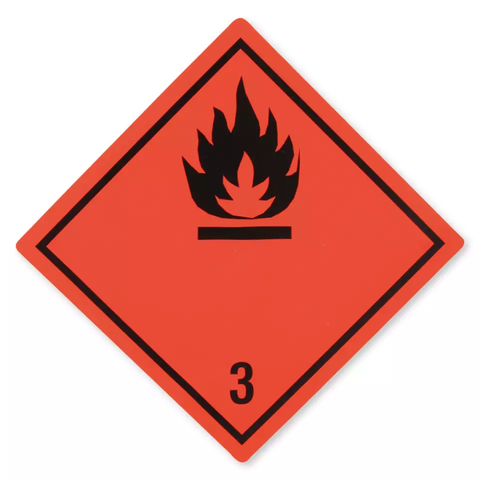 Franz Mensch 954004, Flammable Liquids Paper Warning Labels, Class 3, Red, On Roll, image 1, gallery thumbnail