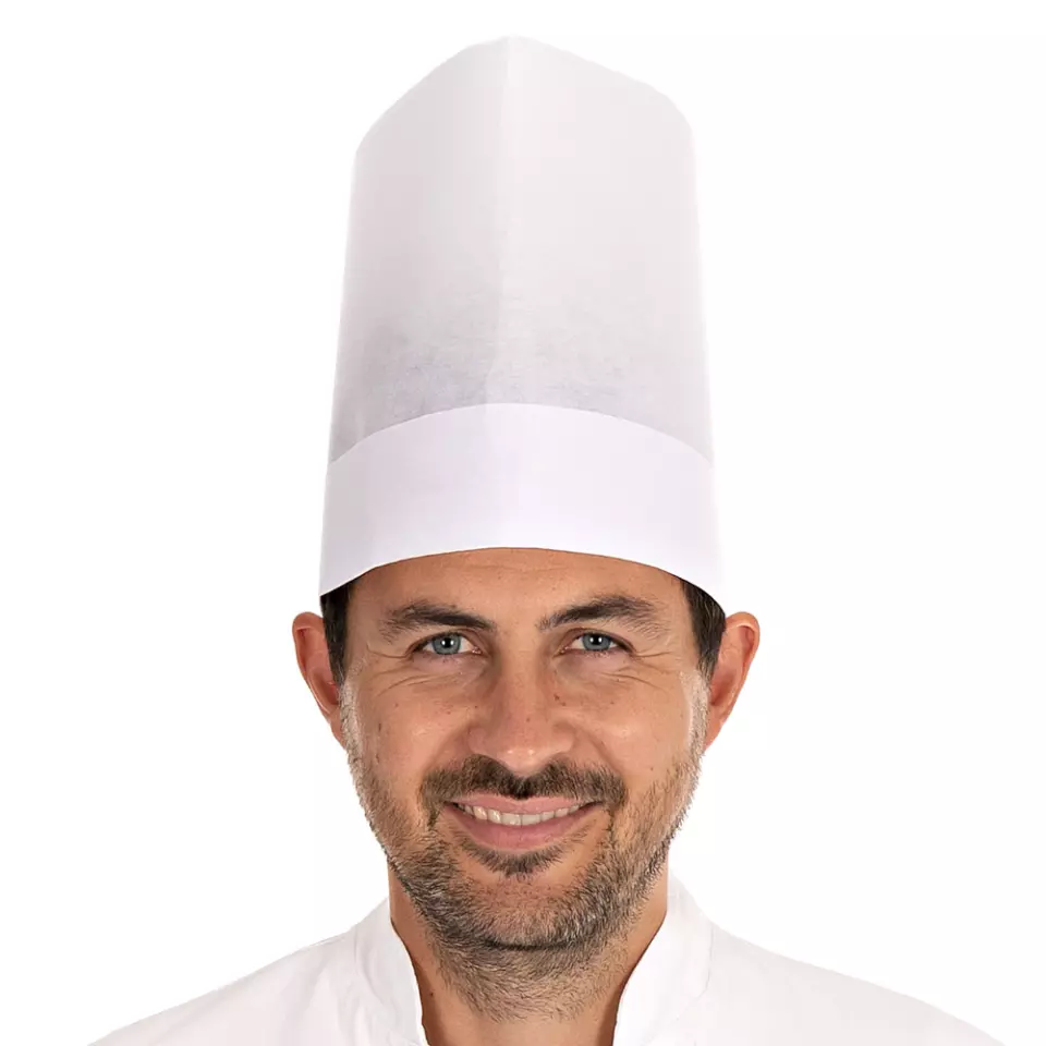HygoStar 0971, Europa Extra Chef's Hat, 22 cm, White (Viscose, Exposed), image 1, gallery thumbnail