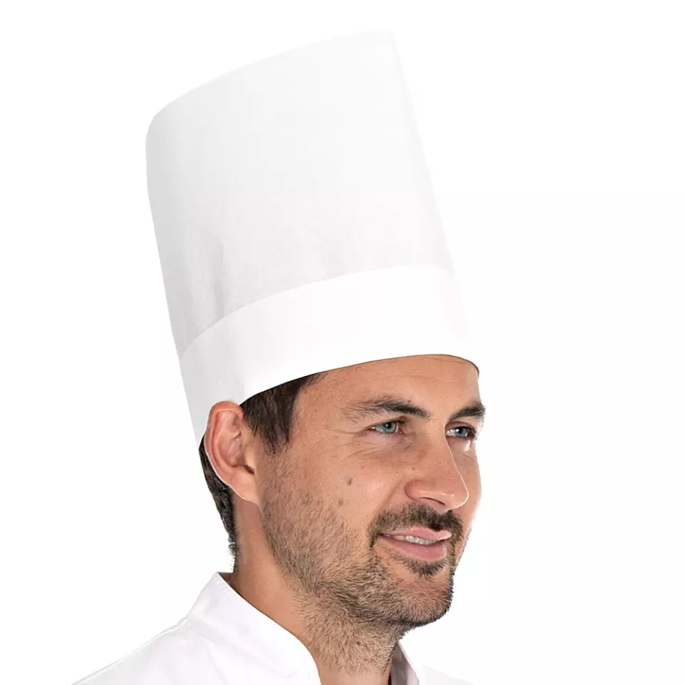 HygoStar 0990, Variable Exposed Special Crepe Paper Chef's Hats, 22 cm, White, image 1, gallery thumbnail