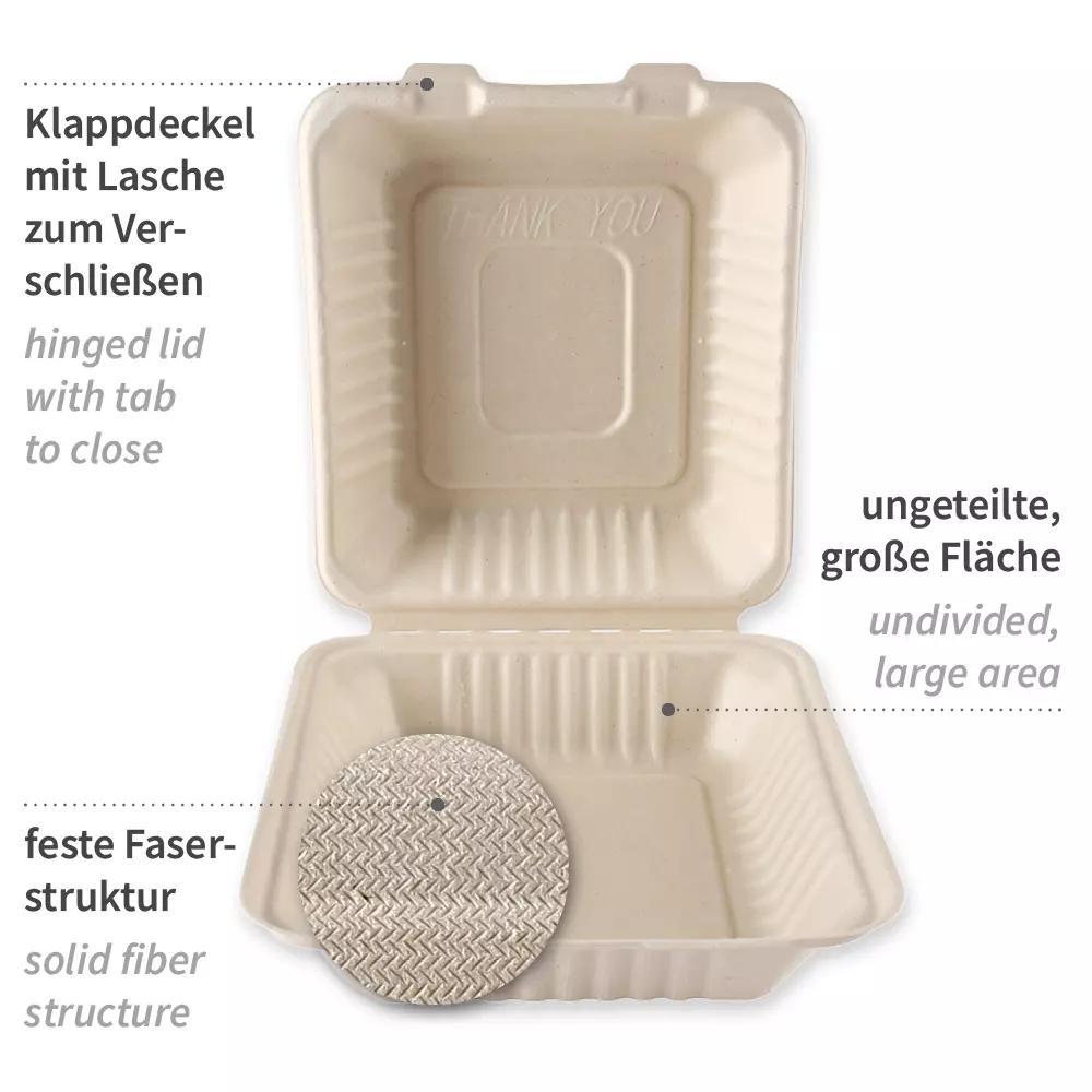 NATUREStar 412225, Organic Bagasse Menu Boxes with Hinged Lid, image 4