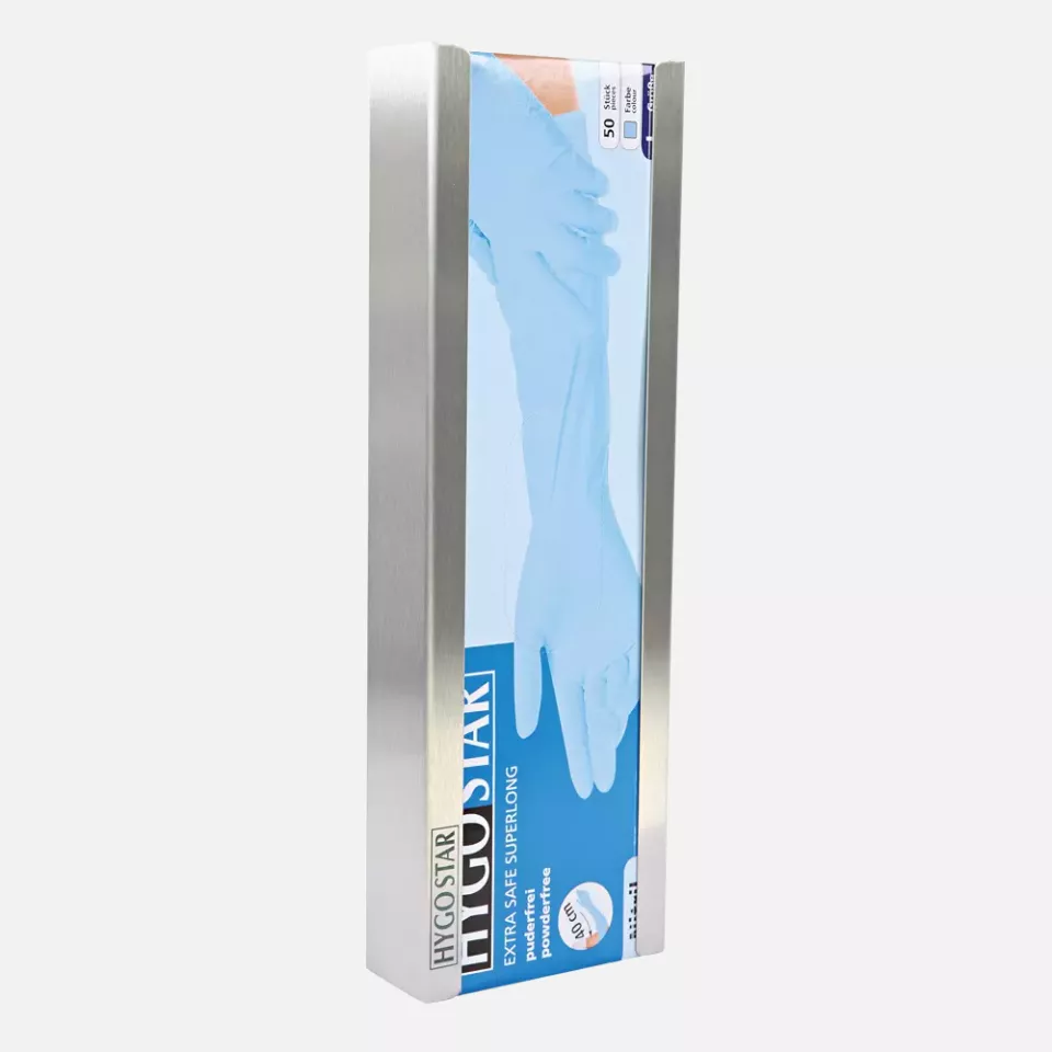 HygoStar 889413, Extra Safe Superlong Glove Dispenser, Stainless Steel, image 2, gallery thumbnail