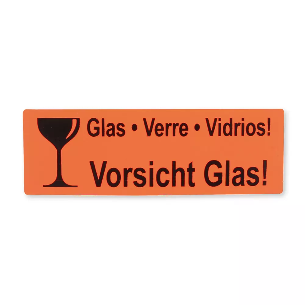 Franz Mensch 954002, Vorsicht Glas Paper Warning Labels, On Roll, Black, image 1