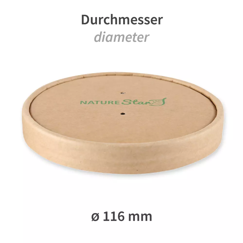 NATUREStar 416212, Minestrone Kraft Paper/PLA Soup Cup Lids, ø 116 mm, Organic, image 2