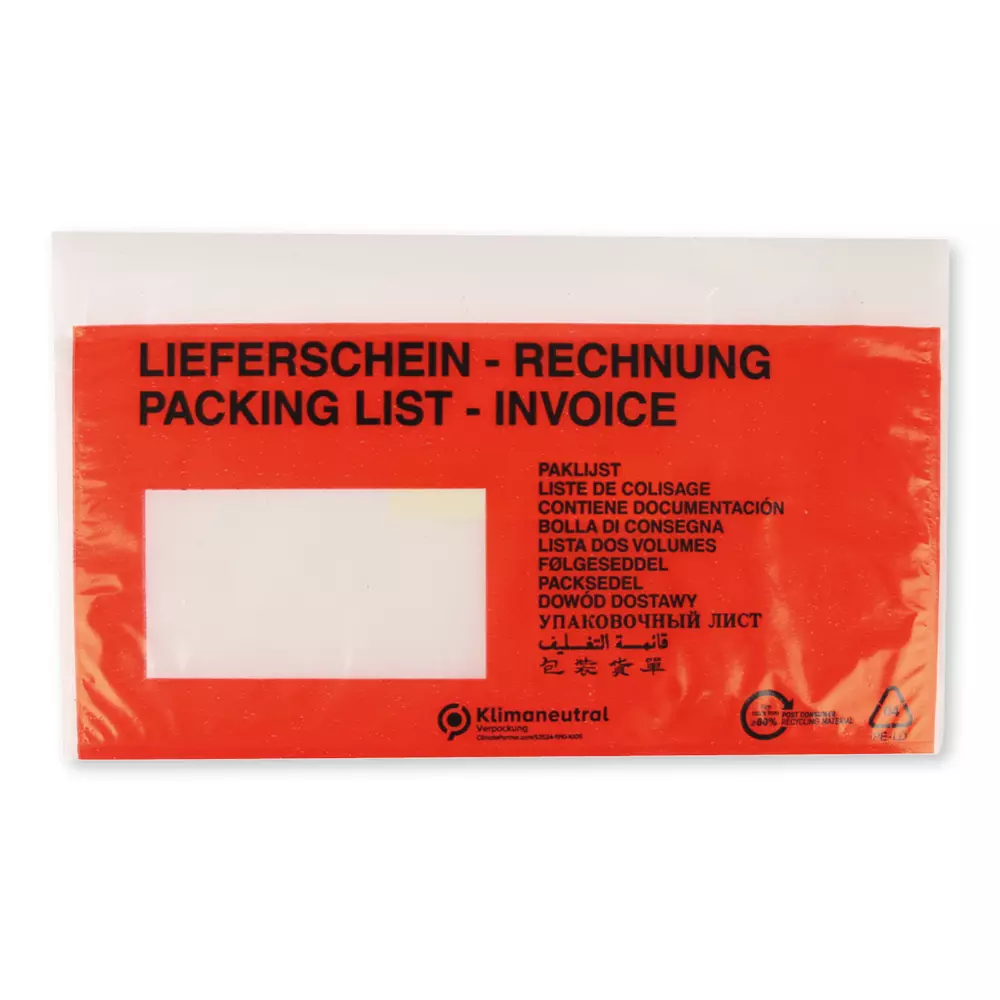 Franz Mensch 954008, LDPE Packing List Bags, DIN Long, Self-Adhesive, image 1