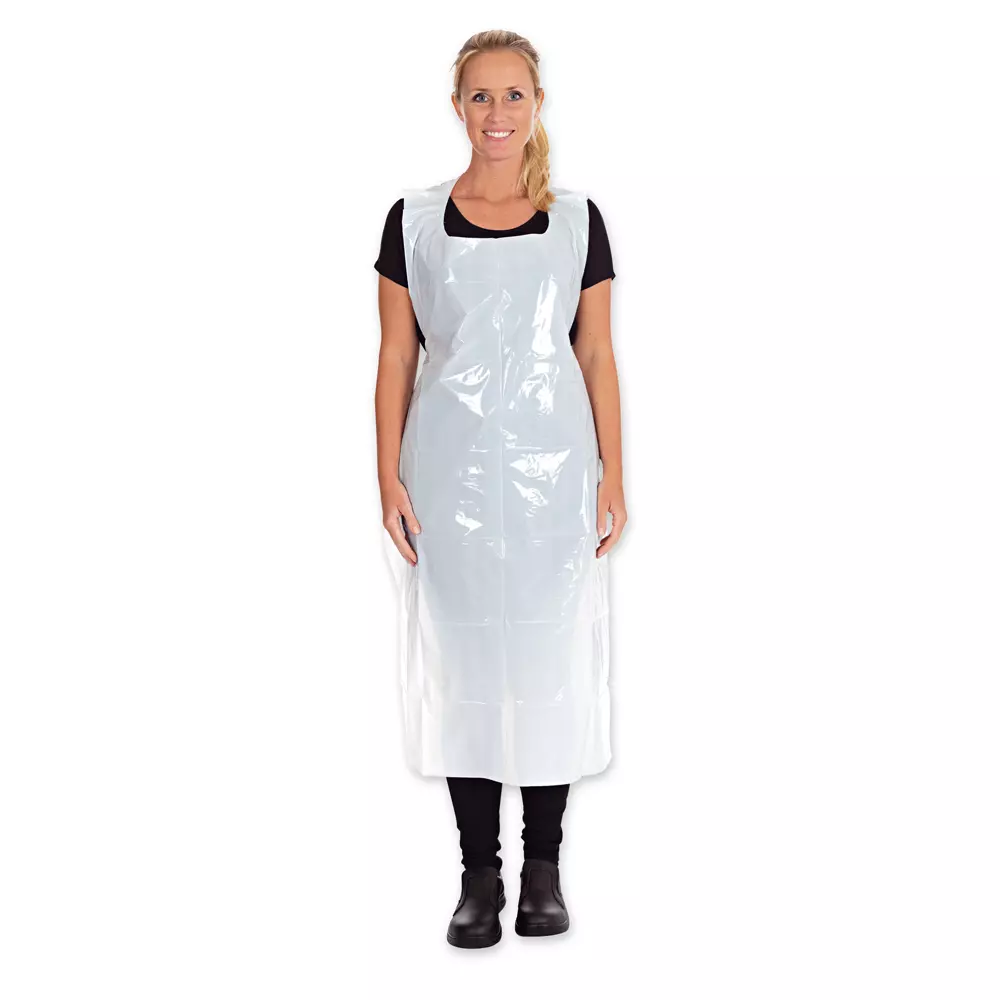 HygoStar 23360, LDPE Disposable Aprons, 125 x 75 cm, White, Dispenser Box, Approx. 16 my