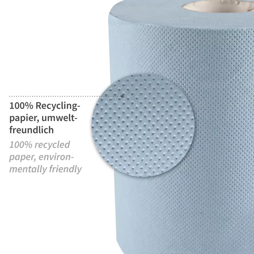 HygoClean 30416, Recycled Paper Paper Towel Rolls, 1-Ply, Centerfeed, Blue, image 2, gallery thumbnail