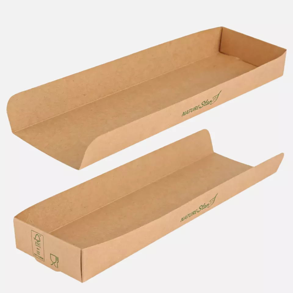 NATUREStar 417028, Organic Kraft Paper/PE Hot Dog Trays, 280 x 80 x 30 mm, FSC®-Mix, image 2, gallery thumbnail